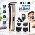 Kemei KM-5017 Professional Rechargeable Hair Clipper & Beard Trimmer – Cordless Grooming Kit with Silver Pd Motor, Carbon Steel Blades & 60-Min Run Time