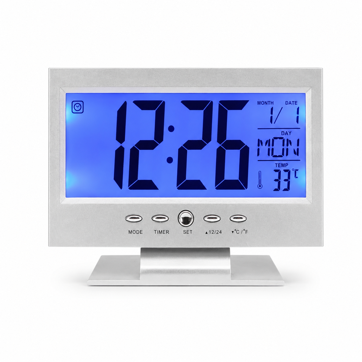 Digital LCD Clock with Calendar, Temperature Sensor, Alarm for Table and Study Desk