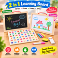 Educational Double-Sided Magnetic Wooden Writing & Drawing Board – 2-in-1 Whiteboard & Blackboard with Abacus, Manual Calculator, Magnetic Alphabet & Number Cards, Safe & Interactive Learning Toy for Kids