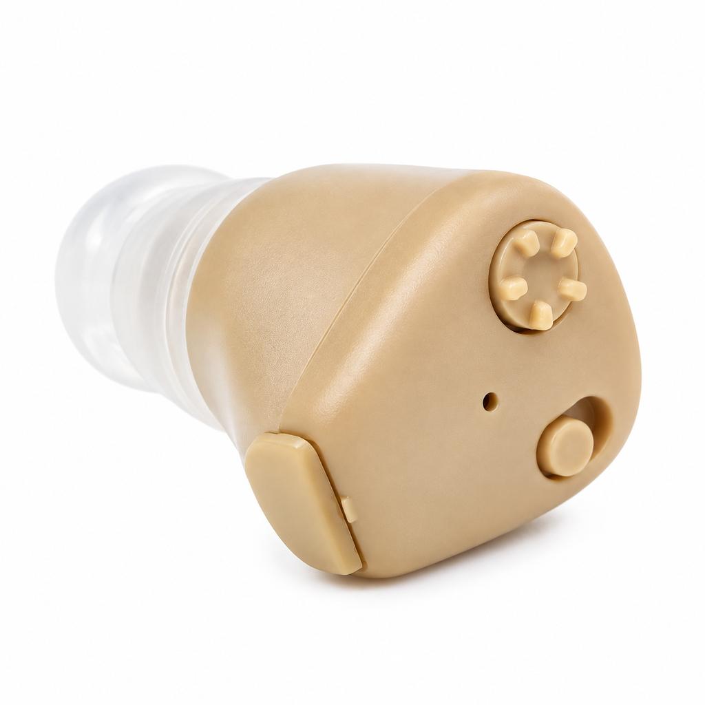 Invisible In-The-Ear Hearing Aid Machine – Compact Digital Sound Amplifier with Volume Control Wheel, Portable Storage/Charging Case & Clear Audio Clarity