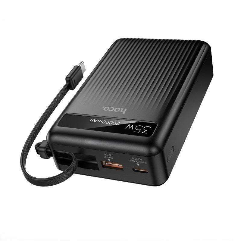 Hoco MMJ-04 20000mAh 35W PD Fast Charging Power Bank with Built-in Type-C Cable, LED Digital Display, QC3.0 & 22.5W Super Fast Charger for iPhone, Samsung, iPad & Type-C Devices
