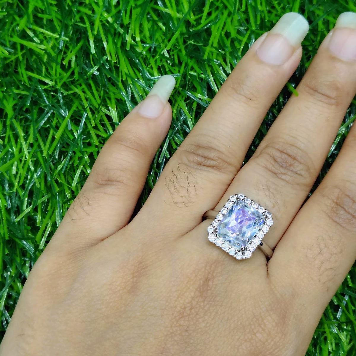 Elegant Square Zircon Stone Ring for Women
