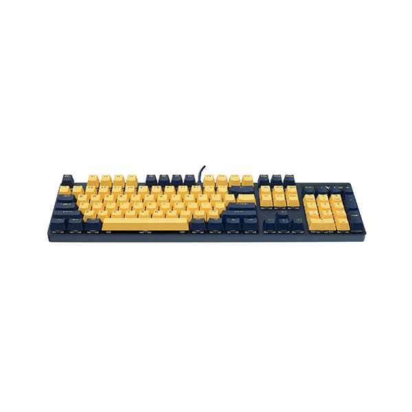 Rapoo V500 Pro Yellow-Blue Mechanical Gaming Keyboard – Full-Size 104-Key Layout, Tactile Mechanical Switches, Backlit Illumination, Anti-Ghosting & Durable Dual-Tone Design