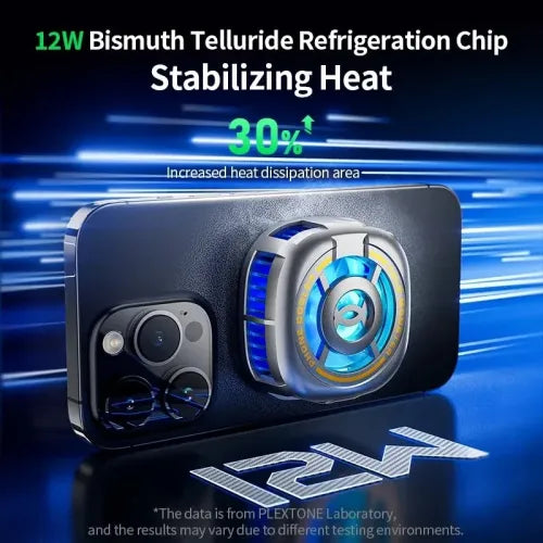 Plextone EX2 Ultra RGB Magnetic Mobile Phone Cooler – Advanced Semiconductor Refrigeration, Fast Cooling, MagSafe Compatible, Lightweight 63g & Silent High-Speed Fan for Gaming