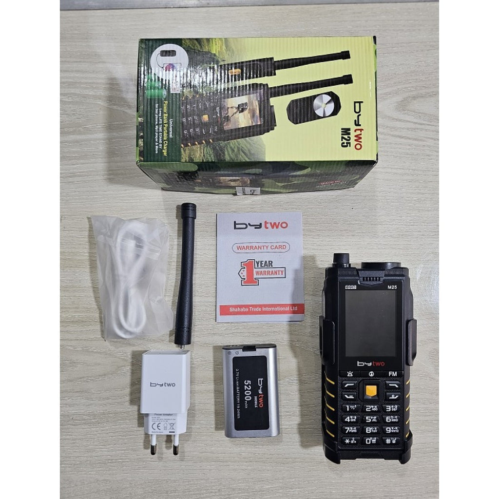 Bytwo M25 Power Bank Feature Phone – 4-SIM Slot, 5200mAh Battery with Power Bank Function, External Antenna, Magic Voice & 2.8" QVGA Display