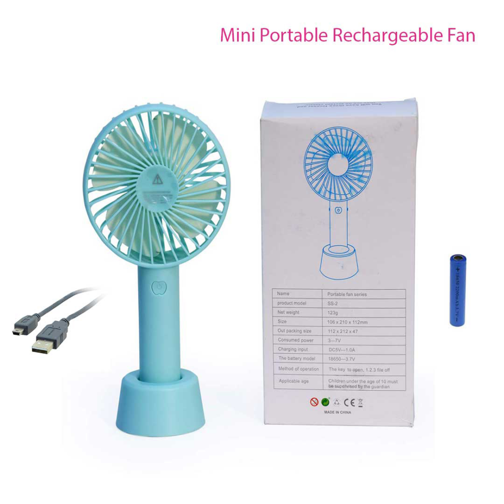 Mini Stylish Rechargeable Handheld Fan – Portable USB Pocket Fan with 3-Speed Modes, 2000mAh Lithium Battery & Compact Design for Outdoor & Travel