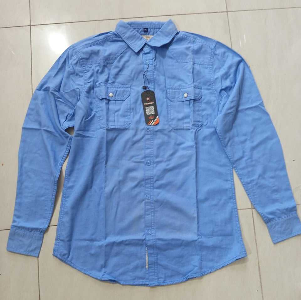 Double Pocket  shirt for men(sky)