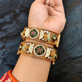 Heritage Kundan & Pearl Minakari Gold-Plated Bangle Set