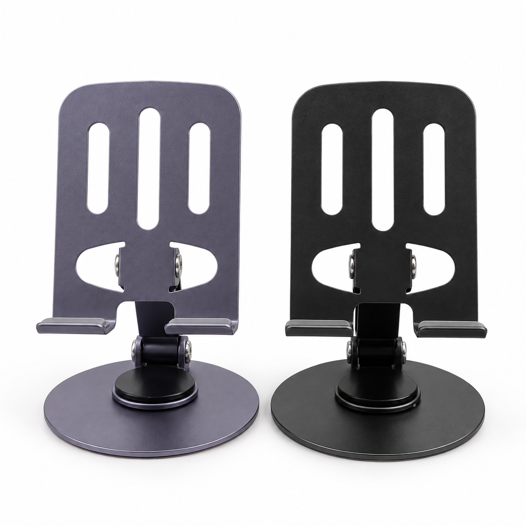 360° Rotatable Desktop Phone & Tablet Holder Stand – Foldable Aluminum Alloy Adjustable Mount with Anti-Slip Rubber Base for 4.7" to 13" Devices