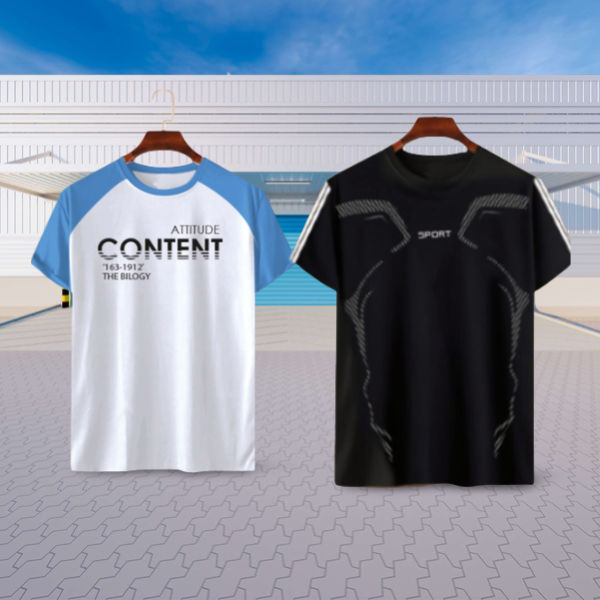 2 pieceCombo Half Sleeve Mesh T-shirt For Men