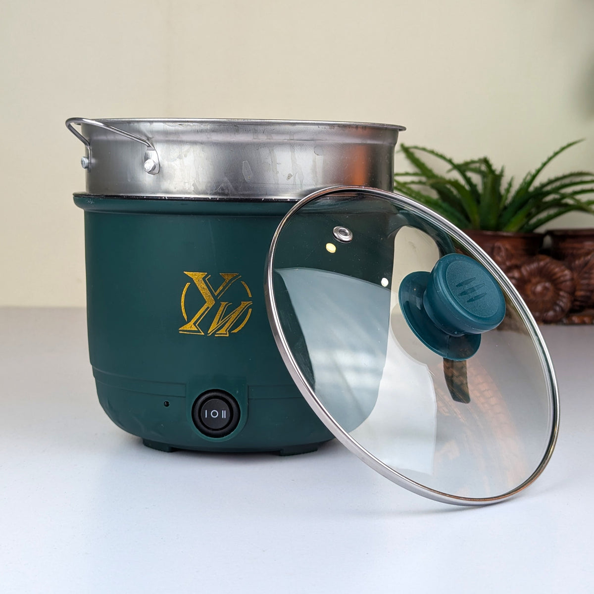 Electric Panci Mini Non-Stick Cooking Pot – 600W Multi-Functional Electric Cooker with Glass Lid & Steamer for Hostel, Bachelor & Small Kitchens