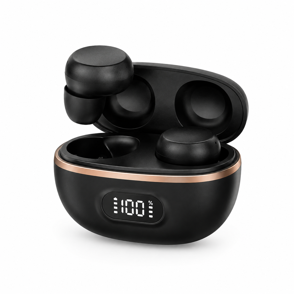 HnB Y17 Mini True Wireless Earbuds – Ultra-Compact In-Ear TWS with Matte Black Finish, Digital LED Battery Display & 20H Playtime