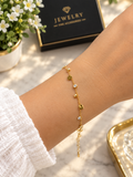Premium Gold Stainless Steel Floral Charm Bracelet