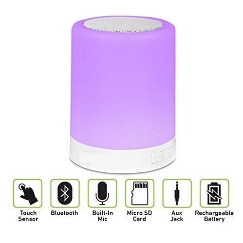 Touch Lamp Portable Bluetooth Speaker – Smart Touch Color-Changing Night Light, 3 Brightness Levels, 3W Speaker, TF Card & AUX Support with 800mAh Battery