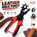 Heavy Duty Rotary Leather Hole Punch Plier – 6-in-1 Adjustable Punch Tool with 2mm to 4.5mm Sizes, Ergonomic Anti-Slip Grip for Belts, Watch Straps & Leather Crafts