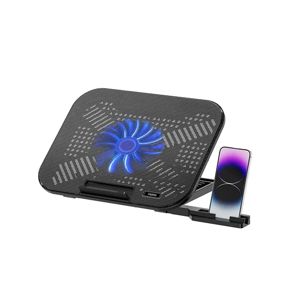 Rapoo CF100 High-Efficiency Laptop Cooling Pad (Black) – Powerful Airflow, 6 Adjustable Ergonomic Angles, Wide Compatibility & Durable Build for Gaming & Office Laptops