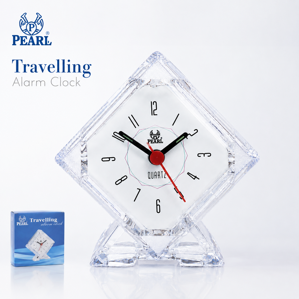Foldable Travel Alarm Clock (BE Model) – Compact Portable Quartz Analog Clock with Night Light, Battery Included
