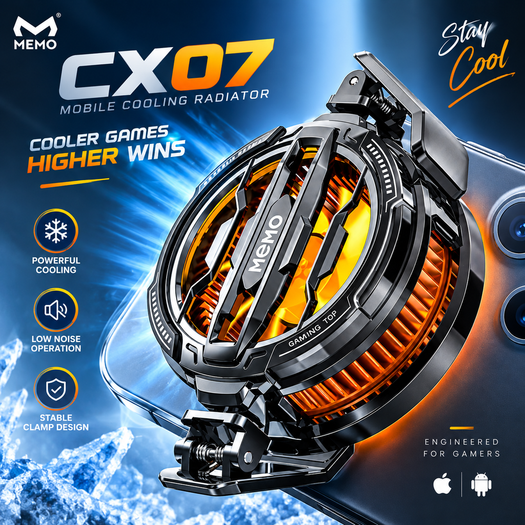 MEMO CX07 RGB Magnetic Mobile Cooling Radiator – 15W High-Power Semiconductor Phone Cooler, Fast Temperature Drop to 25°C, Vibrant RGB Lighting & Type-C Interface