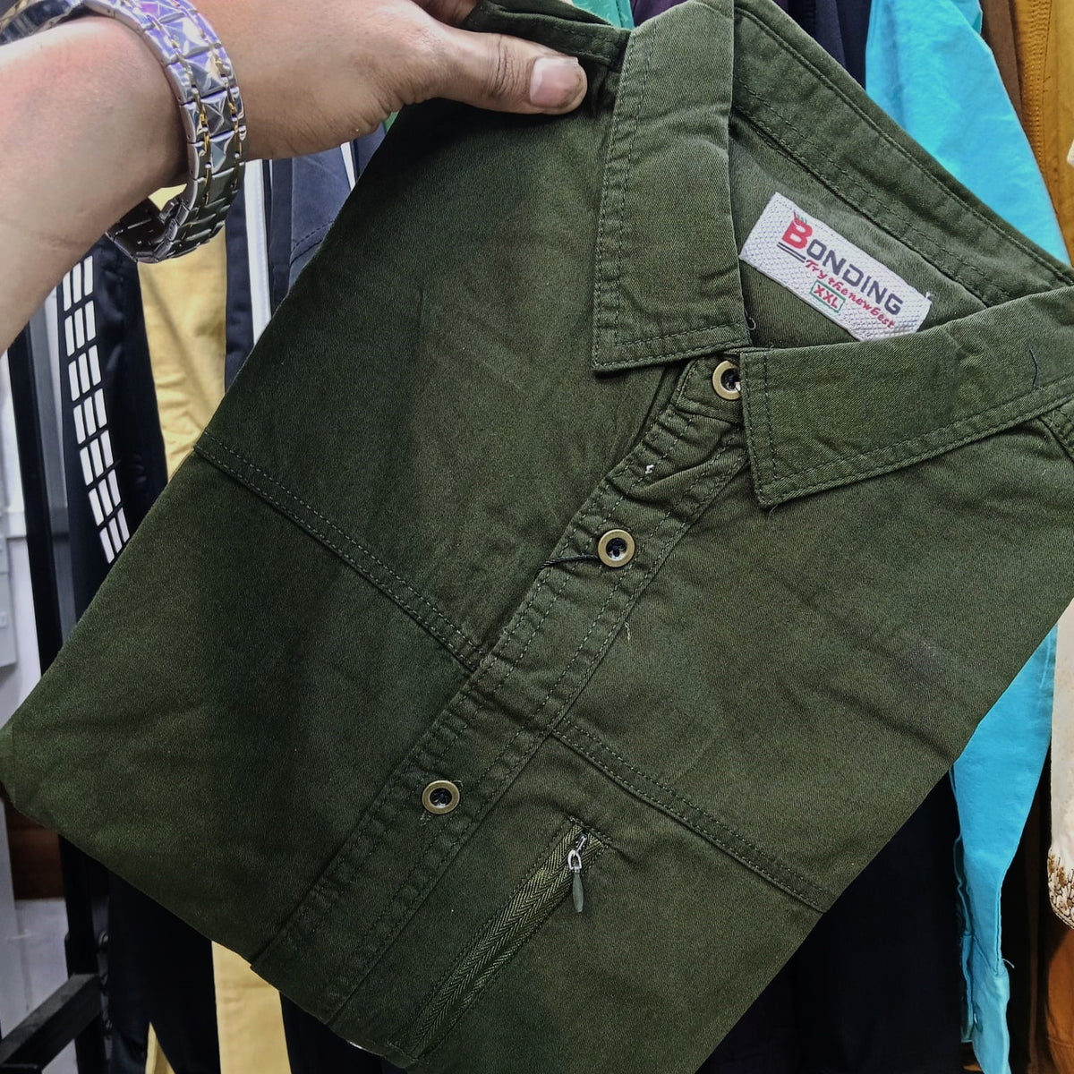 Kaiser Cotton Stylish Full Sleeve Shirt (Olive)