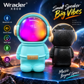 Wrader X808 Cute Astronaut Wireless Bluetooth Speaker – 5W Woofer Bass, RGB LED Lights, TWS Stereo, FM, USB & TF Card Support