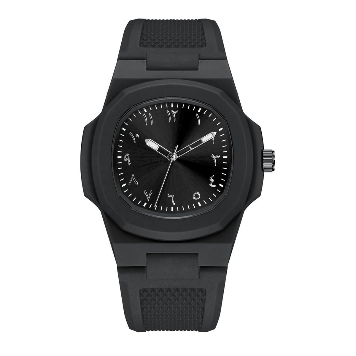 Custom Logo Arabic Dial Square Quartz Wristwatch – Luminous, Waterproof, Silicone Strap
