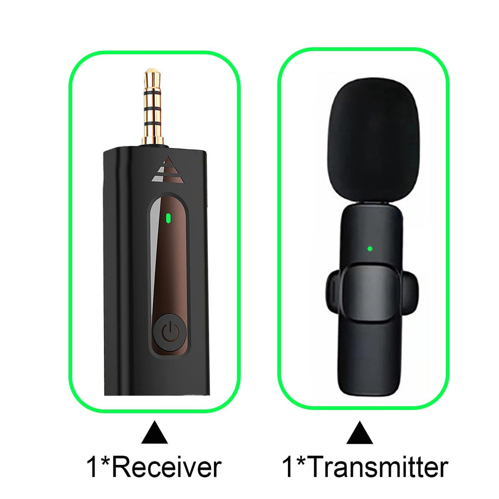 K35 Wireless Collar Lavalier Microphone – 2.4GHz Clip-On Mic with 20M Range, 3.5mm Aux Receiver, 5H Battery & Plug-and-Play for Vlogging, Interviews, YouTube & Live Streaming