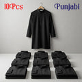 10 Pcs Black Solid Punjabi Combo