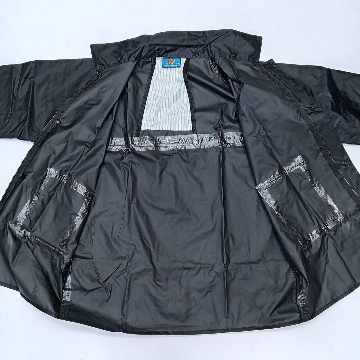 100% Water proof High quality Rain Coat With Pant. (Happylon) Black