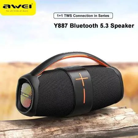 Awei Y887 Portable Outdoor Wireless Bluetooth Speaker – 20W Stereo Sound, Bluetooth 5.3, IPX5 Waterproof, 3600mAh Battery & RGB Breathing Lights