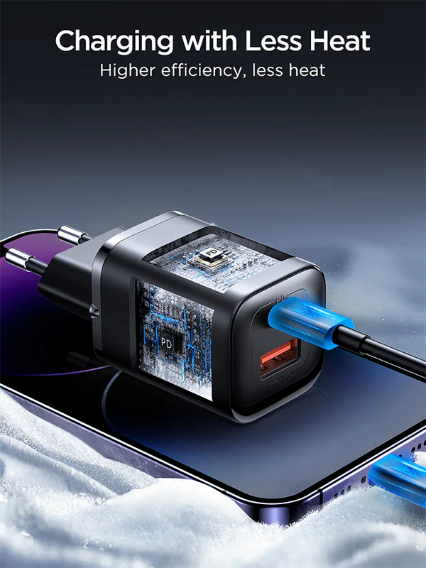 Joyroom JR-TCF08 Speed Series 30W Dual-Port Fast Charger – PD 30W & Samsung PPS 25W Wall Adapter with Multi-Protocol Support & Fireproof PC Shell