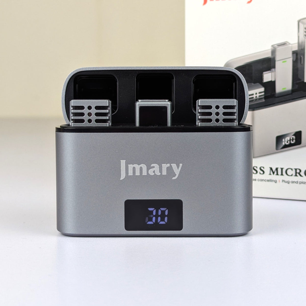 Jmary MW-15 2.4G Dual Wireless Lavalier Microphone – Type-C Plug & Play Mic with 48H Battery Charging Case, 20M Range & Low Latency for Mobile Vlogging & Interviews
