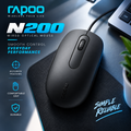 Rapoo N200 Wired Optical Mouse (Black) – 1000 DPI Precision Sensor, Ambidextrous Ergonomic Design, 1.5M Cable & 2-Year Warranty