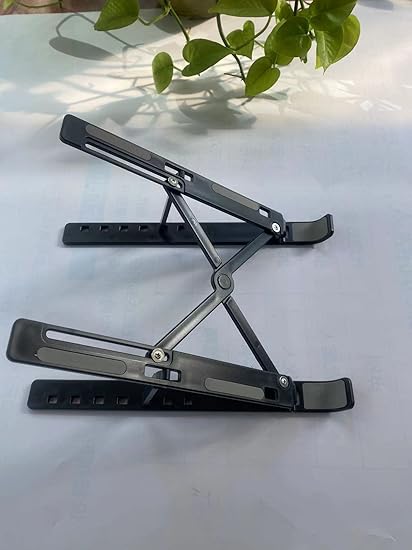 Aluminum Alloy Adjustable Foldable Laptop Stand – Portable Ergonomic Notebook Riser, 7-Level Height Adjustment, Heavy Duty 20kg Load Capacity & Universal Compatibility for All Laptops