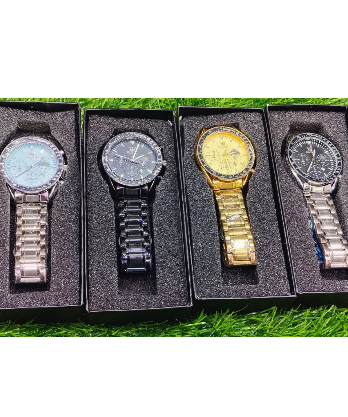Butter Fly Lock  OLEVS Watch for mens (stell chain  paste dial )