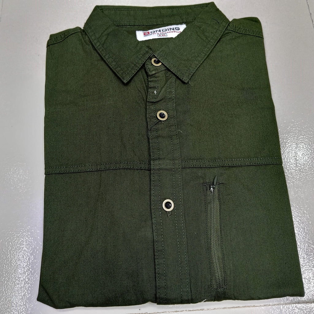 Kaiser Cotton Stylish Full Sleeve Shirt (Olive)