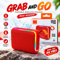 GRAB & GO 4 Portable Wireless Bluetooth Speaker – IPX7 Waterproof, RGB Light Effect, Bluetooth 5.3, 7H Battery Life & Compact Outdoor Speaker with Handy Strap