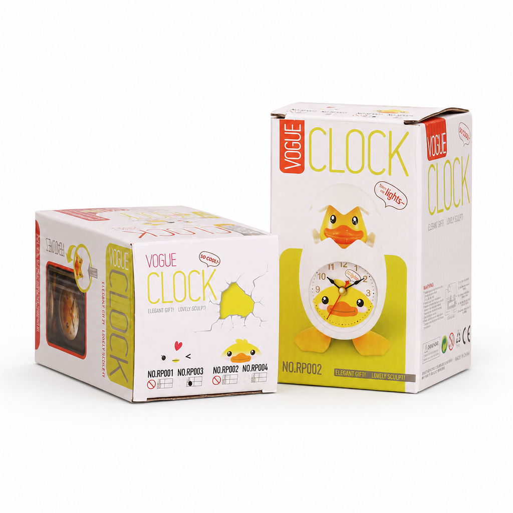 Cute Duck Egg Shell Cartoon Alarm Clock – Kids Desk & Bedroom Table Clock with Night Light