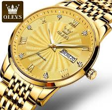 Butter Fly Lock OLEVS 9931G New Exclusive Design Quartz Watch for Men Golden