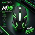 AMC TECH M15 Wired Gaming Mouse – Adjustable 800-2400 DPI, Multi-Color RGB Lighting, Ergonomic Grip, 10 Million Clicks Durability & Plug-and-Play Compatibility
