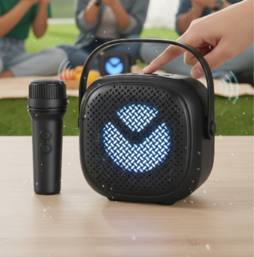 GREATNICE Portable Wireless Bluetooth Speaker with Mic – 3-Inch Big Sound Speaker, USB, SD Card, FM Radio & Karaoke Support with Stylish Lighting