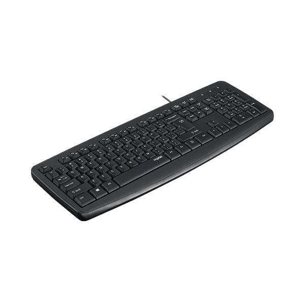 Rapoo NK2600 USB Wired Keyboard (Black) – Full-Size Layout with Integrated Palm Rest, Spill-Resistant Design, Multimedia Hotkeys & 2-Year Warranty