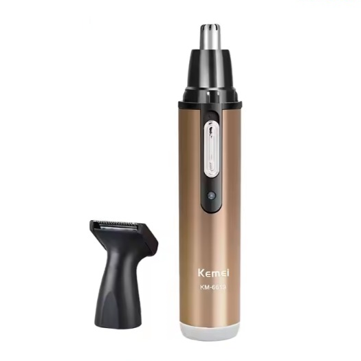 Kemei KM-6629 2-in-1 Rechargeable Nose and Beard Hair Trimmer – Painless Stainless Steel Blade, Compact Portable Cordless Grooming Kit for Men