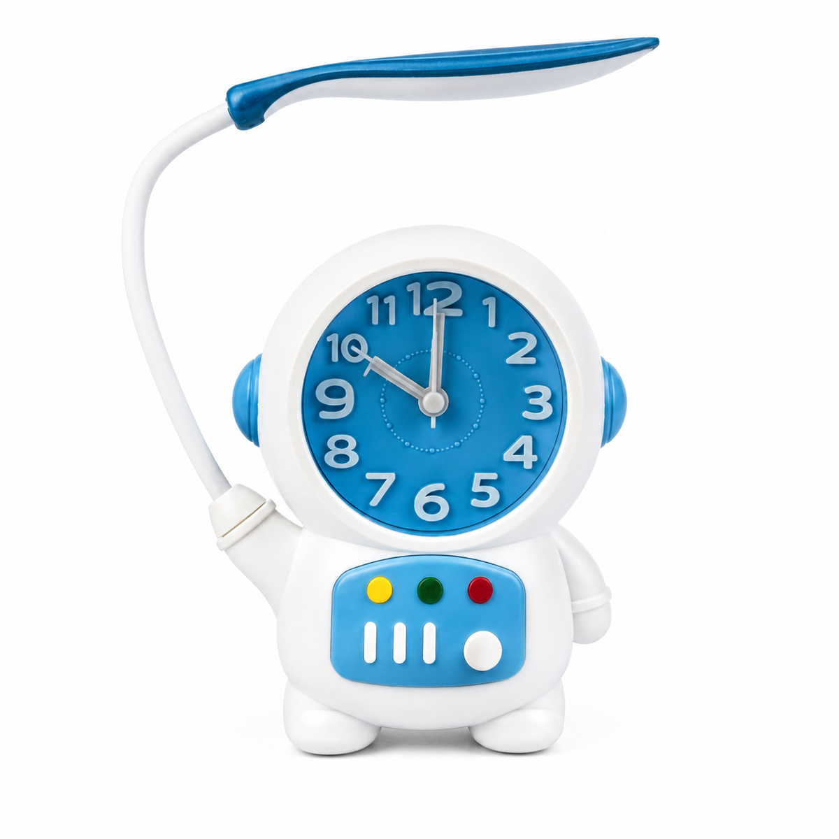 Astronaut Desk Lamp with Alarm Clock – 2-in-1 Rechargeable Kids Study Light and Night Light with Flexible Neck