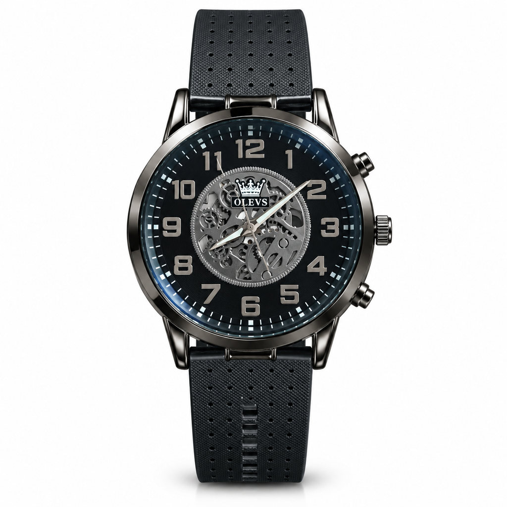 Olevs Men’s Skeleton Dial Wrist Watch