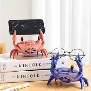 3-in-1 Cute Crab Phone Holder & Wireless Bluetooth Speaker (Model: VO-F8) – 5W Sound, Desktop Organizer & Hands-Free Stand