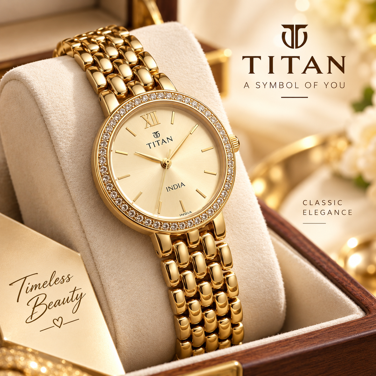 Titan Two-Tone Crystal Roman Dial Men's Watch – Quartz Analog Movement, 3ATM Water Resistant, Scratch-Resistant Mineral Glass, Stainless Steel Strap with Free Chain Cutter & Gift Box