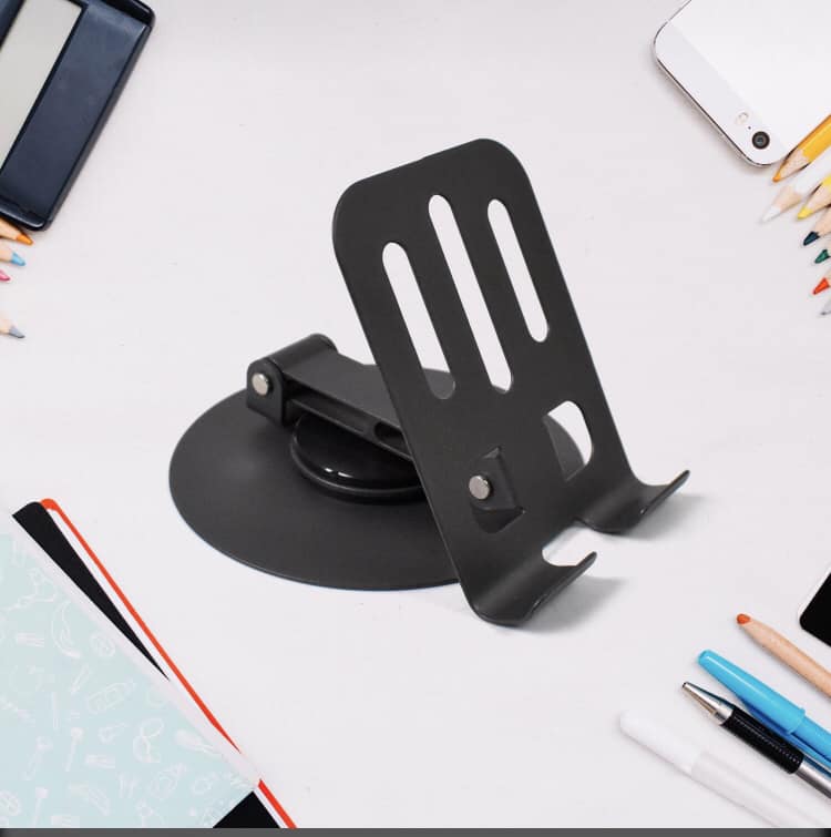 360° Rotatable Desktop Phone & Tablet Holder Stand – Foldable Aluminum Alloy Adjustable Mount with Anti-Slip Rubber Base for 4.7" to 13" Devices