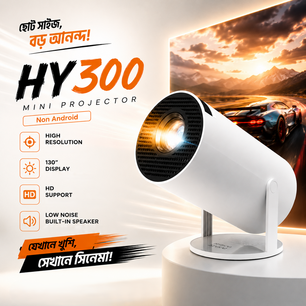 HY300 Non-Android Mini Projector – Portable Home Theater Cinema Projector with 30,000H LED Life, Big Screen Display for Movies, Gaming, Sports & Office Presentations