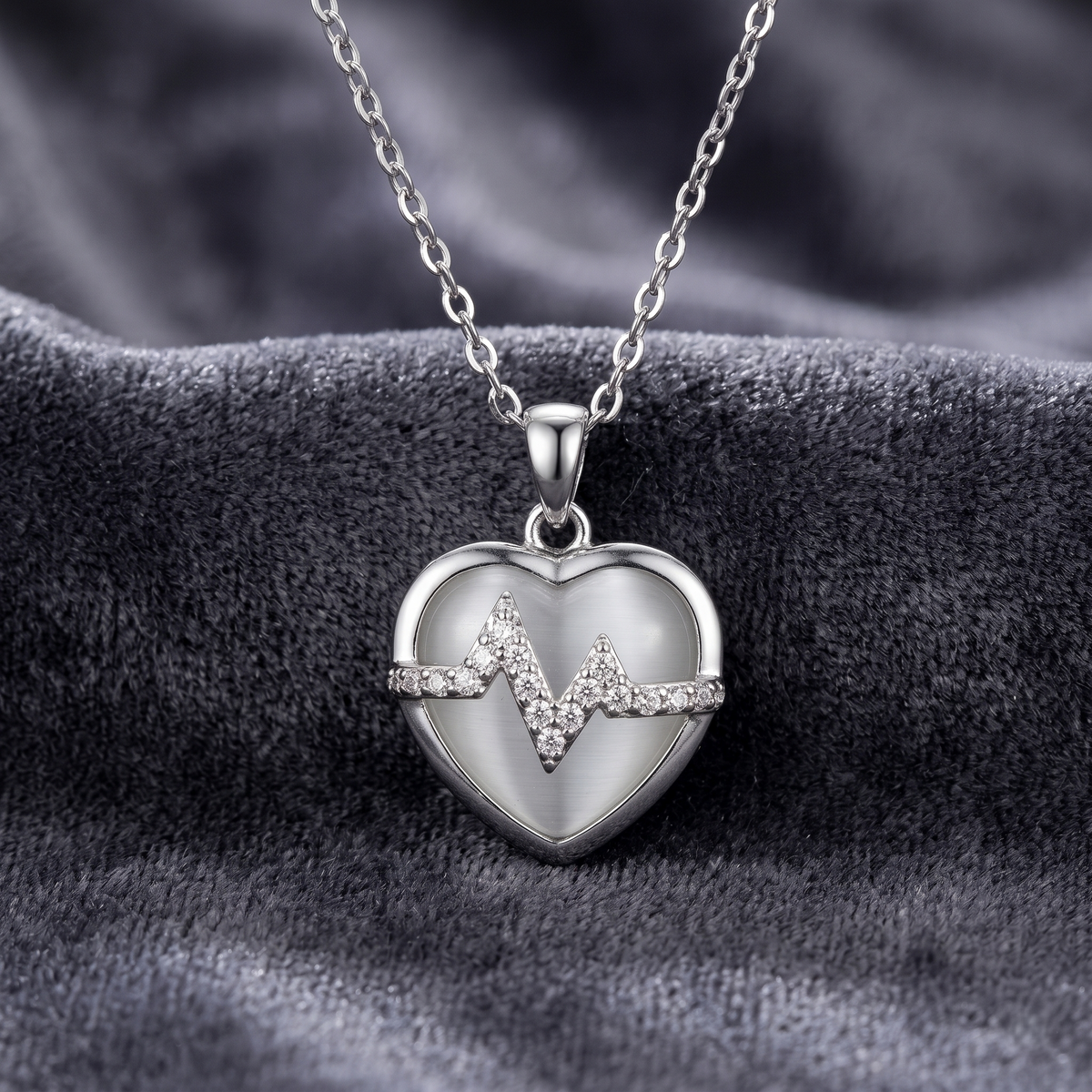 Necklace-Sterling-Heartbeat