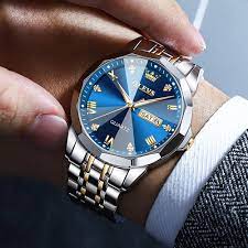 Butter Fly Lock OLEVS 9931G New Exclusive Design Quartz Watch for Men (Blue)
